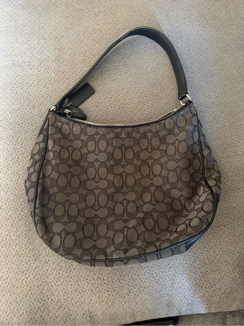 Authentic Coach Signature Canvas Crescent Shoulder Bag in Black - Picture 2 of 12